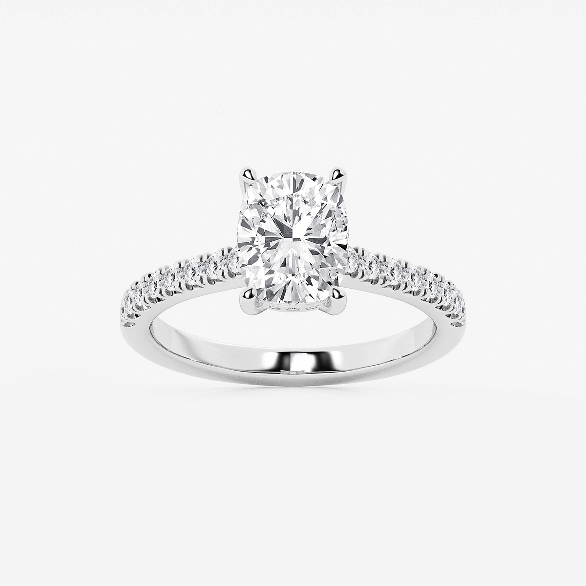 2 1/4 ctw Elongated Cushion Lab Grown Diamond Hidden Halo Engagement Ring